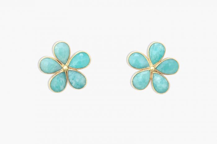Flor earring Amazonite
