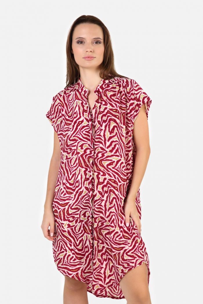 Animal fucsia shirt dress