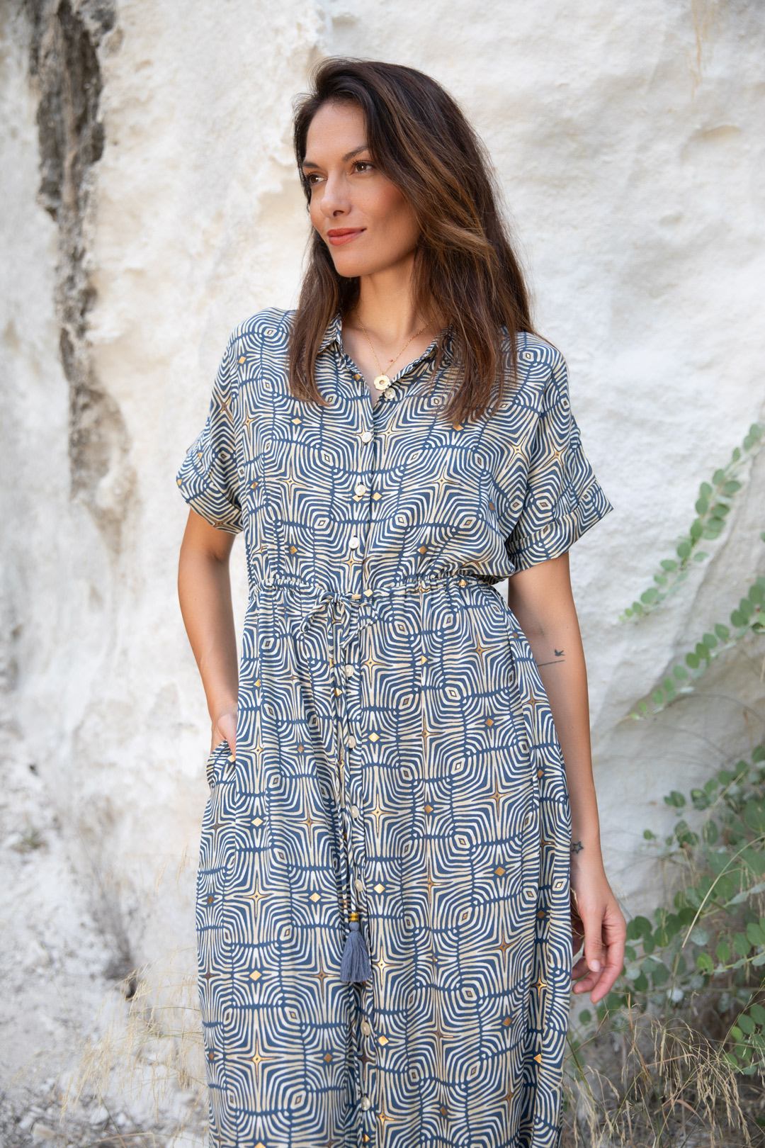 Vestido camisero sky azul