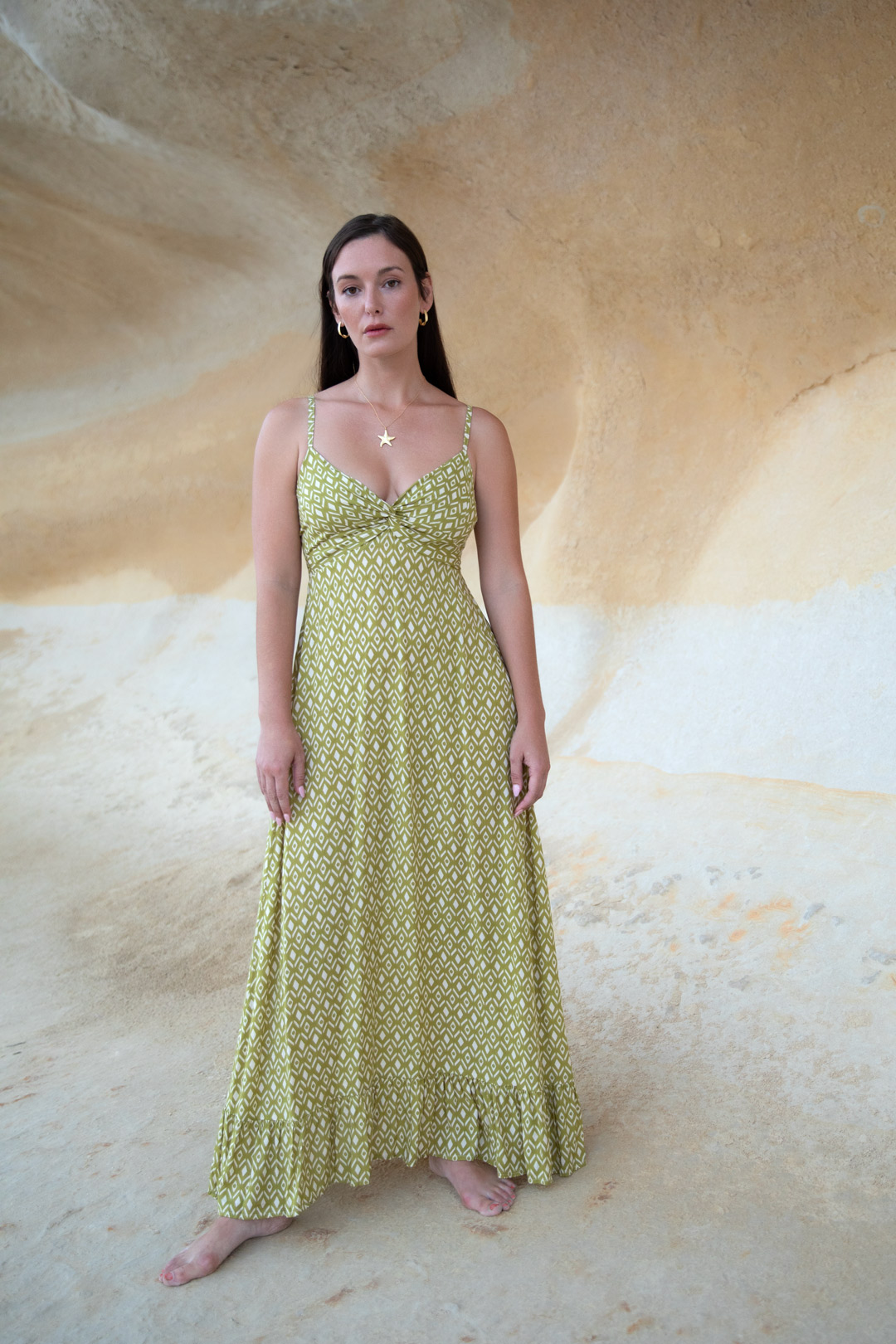 Geo caqui knot dress