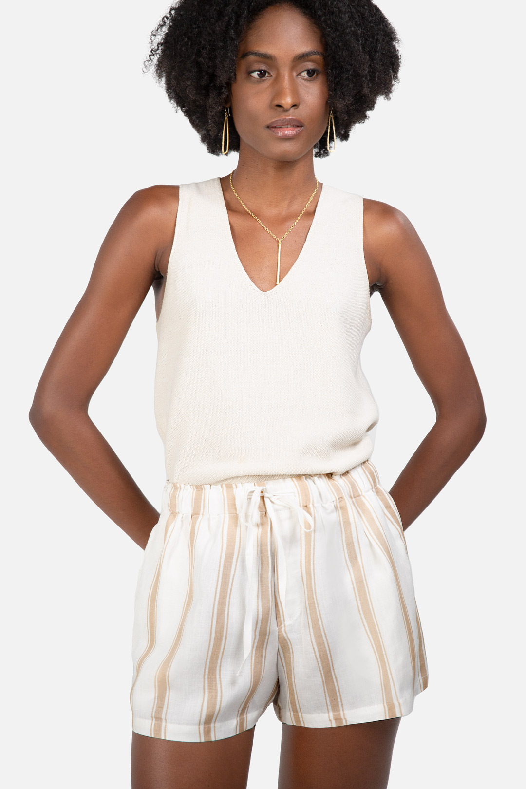 SHORT-STRIPE-BEIG