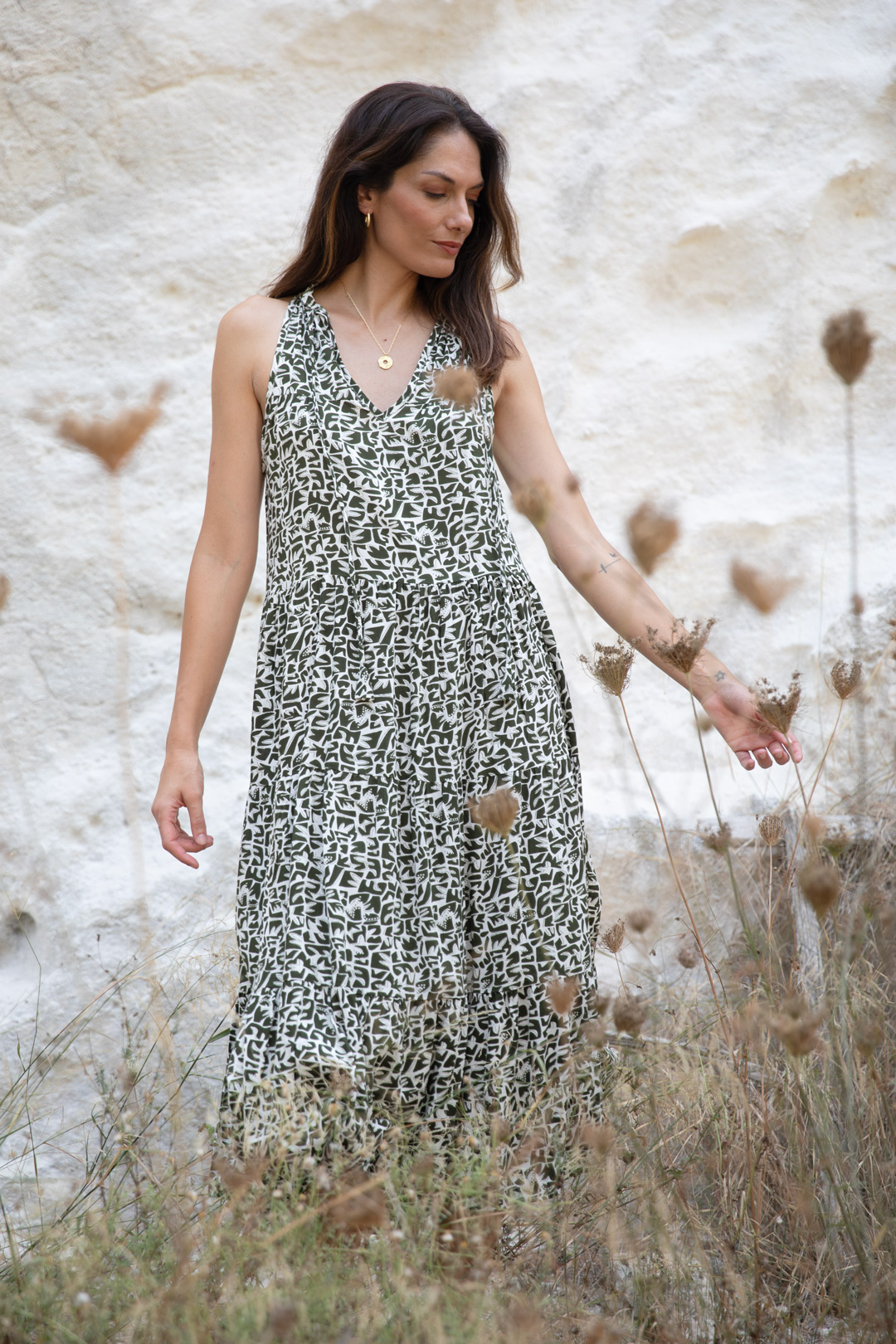 Green duna frilled dress